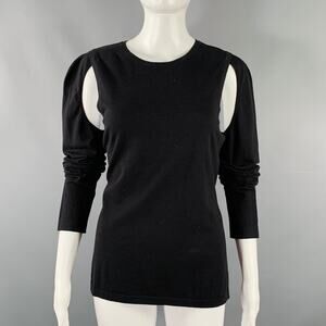 HELMUT LANG Size L Black Cut Out Crew Neck Pullover